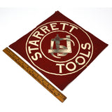 Vintage "STARRETT TOOLS" CLOTH SWATH 11"x11" Black Frame LOGO ON FABRIC Unusual!