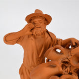 Vintage "GRASSO ITALY" TERRACOTTA FIGURINE Clay Statue/Sculpture MAN-DONKEY-JUGS