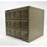 Vintage AKRO-MILS PARTS STORAGE CABINETS Lot of 2 Gray 12-DRAWER BINS 13x11x11"
