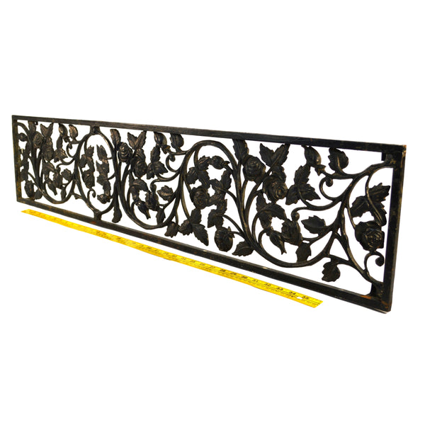 Salvaged CAST IRON CLIMBING ROSES GATE INSERT 44" Grate/Vent Cover WINDOW PANEL+