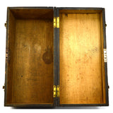 Antique WOODEN BOX Small Trunk TRINKET CHEST Brass Corners & Latches WOW PATINA!