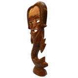 Vintage HAND-CARVED HARDWOOD MERMAN WALL-HANGING 25" Wood Man/Fish Statue UNIQUE