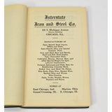 Antique HARDCOVER BOOK / CATALOG 'INTERSTATE IRON & STEEL COMPANY" Chicago, 1918