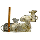 Vintage FIGURAL LAMB CAKE MOLD Lot of 2 CAST ALUMINUM MOLDS Marked "MAL" Easter