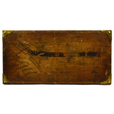 Antique WOODEN BOX Small Trunk TRINKET CHEST Brass Corners & Latches WOW PATINA!