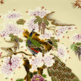 Signed CLOISONNE ENAMEL PLATE 9-3/8" Round PEACOCK in DOGWOOD TREE Some Crazing