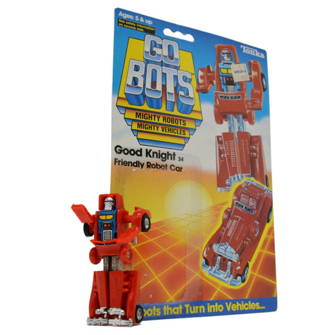 Vintage TONKA GOBOTS "GOOD KNIGHT" #34 Friendly Robot RED CAR + Orig. CARD-BACK!