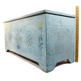 VTG/Antique HAND-PAINTED BLANKET CHEST Folk Art Box BABY BLUE TRUNK Floral Motif