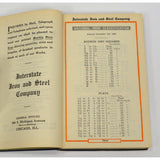 Antique HARDCOVER BOOK / CATALOG 'INTERSTATE IRON & STEEL COMPANY" Chicago, 1918