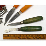 Vintage CARVING KNIFE LOT OF 18 w/ Wood Handles JAPAN & OTHER SCULPTING KNIVES!