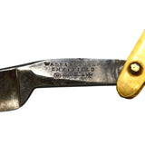 Antique WADE & BUTCHER STRAIGHT RAZOR Ornate CARVED BONE SCALES Sheffield RARE!!