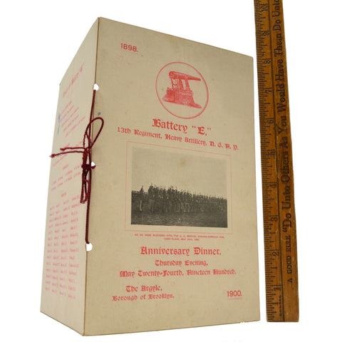 Antique MILITARY ANNIVERSARY DINNER INVITATION, 1900 Battery 'E' HEAVY ARTILLERY
