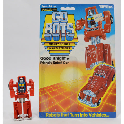 Vintage TONKA GOBOTS "GOOD KNIGHT" #34 Friendly Robot RED CAR + Orig. CARD-BACK!