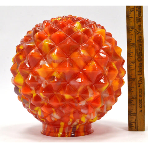 Vintage CZECH GLASS LAMP SHADE Multicolor Hobnail 6.5" END OF DAY GLOBE Art Deco