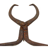 Vintage HEAVY-DUTY IRON TONGS Huge 41" Wide ICE-HAY-FARM Primitive GRABBER TOOL