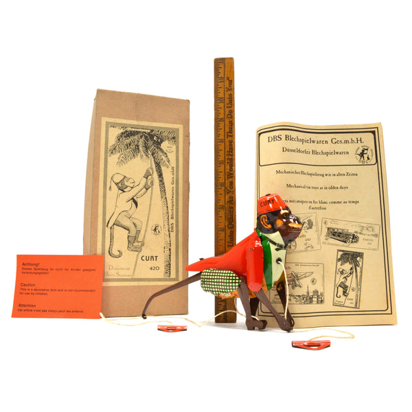 Vintage MECHANICAL TIN TOY "CURT" No. 420 ROPE CLIMBING MONKEY by DBS of Germany