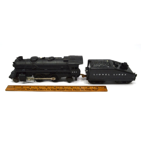 Vintage POSTWAR LIONEL "2-4-2 COLUMBIA" LOCOMOTIVE #242 & 1625T TENDER c.1958-66
