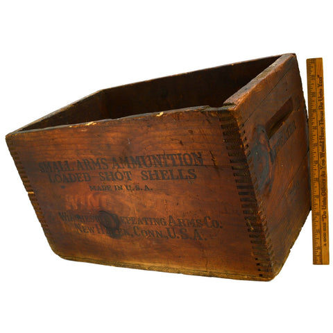 Vintage WINCHESTER WOOD AMMO CRATE 15x10x9 Repeater SMALL ARMS AMMUNITION Patina