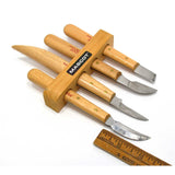 Briefly Used MASCOT CARVING KNIFE Lot/Set of 4 KNIVES in Original Wood Holder!