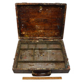 Antique ARTIST'S PAINTERS BOX Hardwood w/ Metal ORIGINAL PAINTED PALETTE Patina!