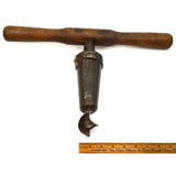 Antique BUNG HOLE DRILL Wine/Whiskey Barrel T-HANDLE AUGER Primitive BORING TOOL