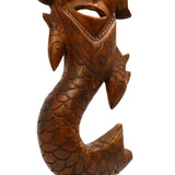 Vintage HAND-CARVED HARDWOOD MERMAN WALL-HANGING 25" Wood Man/Fish Statue UNIQUE