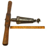 Antique BUNG HOLE DRILL Wine/Whiskey Barrel T-HANDLE AUGER Primitive BORING TOOL