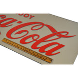 Vintage "ENJOY COCA-COLA" WINDOW DECAL New-Old-Stock RED VINYL STICKER 28x9 NOS!