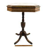 Antique VICTORIAN HARDWOOD PEDESTAL TABLE 18x18 Square CARVED & INLAID Claw Feet