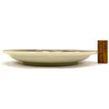 Signed CLOISONNE ENAMEL PLATE 9-3/8" Round PEACOCK in DOGWOOD TREE Some Crazing