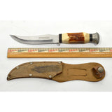 Vintage TRAMONTINA Brasil "INOX-STAINLESS" HUNTING KNIFE 5" Fixed Blade + SHEATH