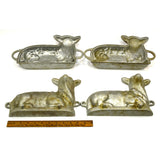 Vintage FIGURAL LAMB CAKE MOLD Lot of 2 CAST ALUMINUM MOLDS Marked "MAL" Easter