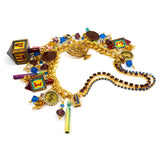 Rare! LUNCH AT THE RITZ "DREIDEL DREIDEL" CHARM BRACELET Chanukah JEWISH Menorah