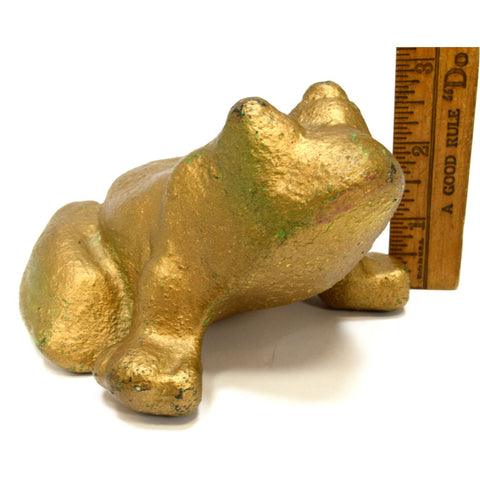 Vintage/Antique CAST IRON BULL FROG DOOR STOP 5 Pound PAPERWEIGHT Old Gold Paint