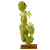 Antique CARVED JADE VASE Lidded/Covered ORNATE ROSES & BIRDS **Broken & Glued**