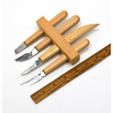 Briefly Used MASCOT CARVING KNIFE Lot/Set of 4 KNIVES in Original Wood Holder!