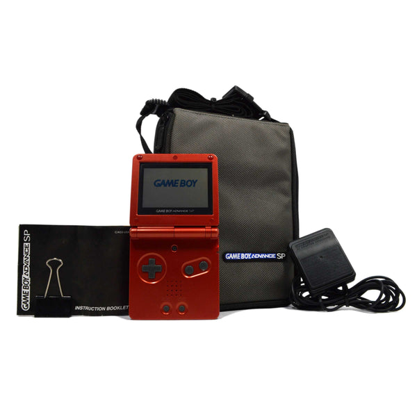 Tested Good! NINTENDO GAME BOY ADVANCE SP Mo. AGS-001 RED + AC Adapter & Case!!