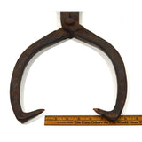 Vintage HEAVY-DUTY IRON TONGS Huge 41" Wide ICE-HAY-FARM Primitive GRABBER TOOL