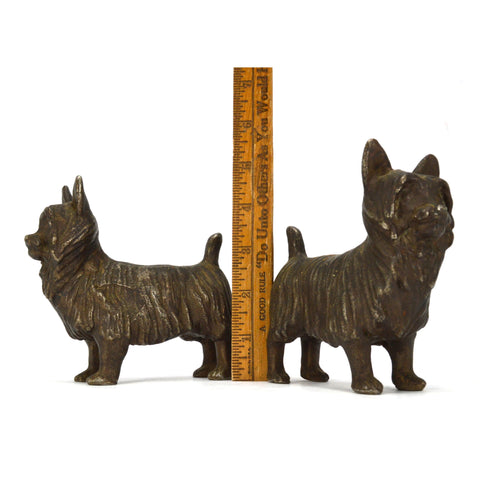 VTG/Antique CAST IRON BOOKENDS 4"x5", 6 lb Pair of Quality TERRIER DOGS Hubley?