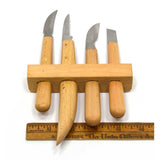 Briefly Used MASCOT CARVING KNIFE Lot/Set of 4 KNIVES in Original Wood Holder!