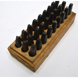 Antique ALPHABET PUNCH SET Complete Roman Font ABC's in WOOD BOX "HOGGSON BRAND"