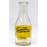 Vintage ACL/PYRO GLASS "ICE CREAM" MILK BOTTLE Yellow "SMITH'S MODEL DAIRY INC."