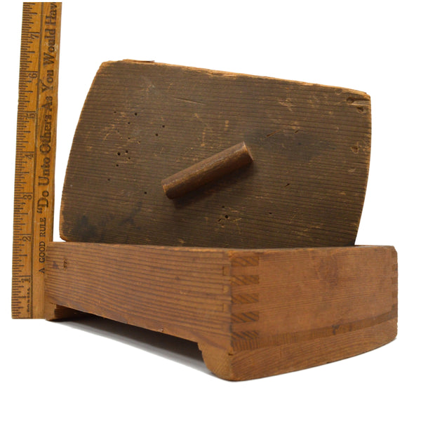 VTG/Antique FOLK ART TRINKET BOX Lidded & Footed FINGER-JOINTED Crude & Unique!!