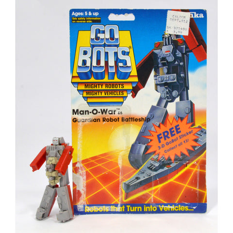Vintage TONKA GOBOTS "MAN-O-WAR" #66 Guardian ROBOT BATTLESHIP w/ ORIG CARD-BACK