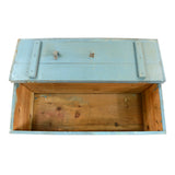VTG/Antique HAND-PAINTED BLANKET CHEST Folk Art Box BABY BLUE TRUNK Floral Motif