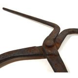 Vintage HEAVY-DUTY IRON TONGS Huge 41" Wide ICE-HAY-FARM Primitive GRABBER TOOL