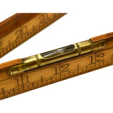 Vintage LUFKIN No. 2062 FOLDING COMBO 24" RULE & LEVEL Boxwood & Brass PAT. 1914