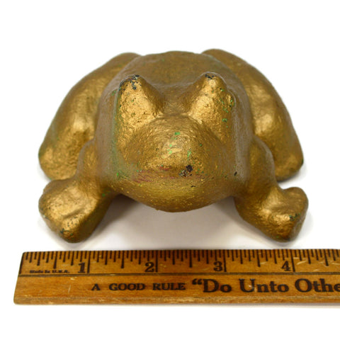 Vintage/Antique CAST IRON BULL FROG DOOR STOP 5 Pound PAPERWEIGHT Old Gold Paint