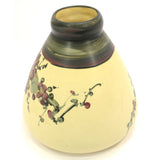 Antique WELLER "WHITE & DECORATED" HUDSON VASE 6.5" Squat CHERRY BLOSSOMS Rare!