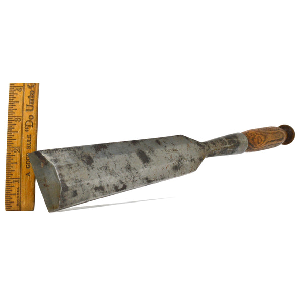 Antique SOCKET CHISEL 2" Beveled Edge "D.R. BARTON" w/ Gorgeous STRIPED HANDLE!!